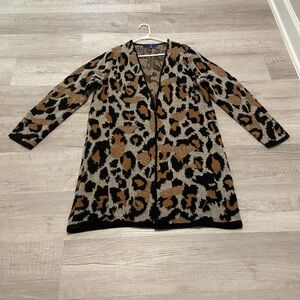 Leopard Print Open Front Cardigan